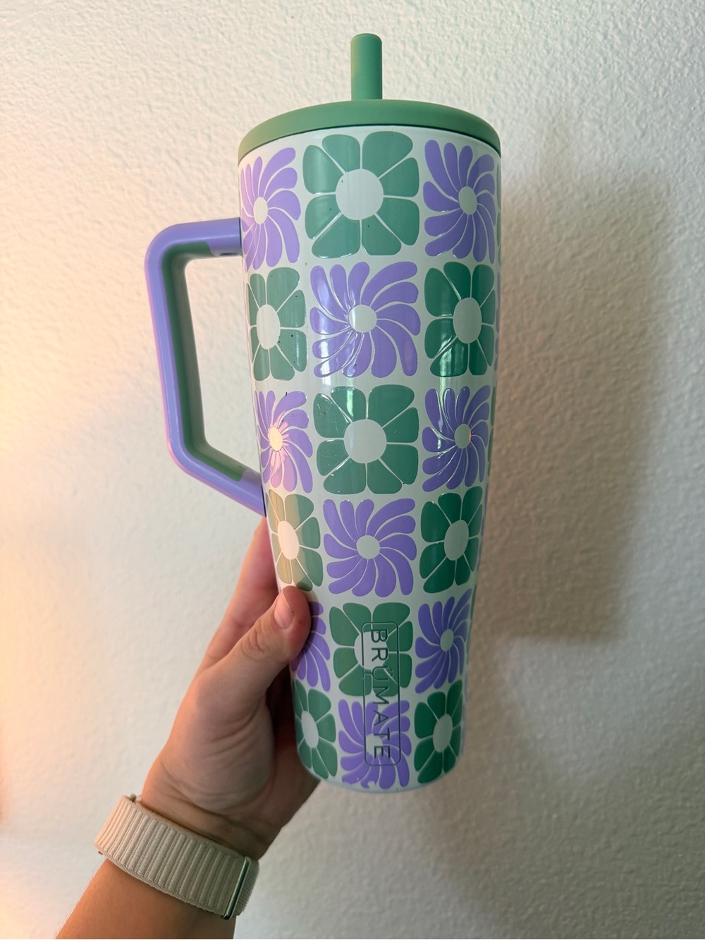 BRÜMATE Floral Travel Tumbler in Lavender and Green